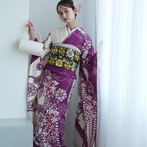 振袖 レンタル 成人式 21点セット レトロ モダン 古典 成人式セット 結婚式 前撮り 紫系 正絹 レトロ紫の染分け絞り柄