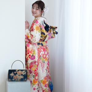 振袖 レンタル 成人式 21点セット レトロ 成人式セット 結婚式 結納 前撮り スタジオ 花 正絹 白とターコイズにしだれ花