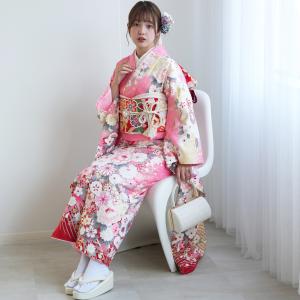 振袖 レンタル 成人式 21点セット レトロ 古典 結婚式 結納 前撮り 成人式セット 花 ピンク系 正絹 ピンクに愛され小花づくし