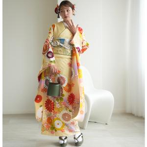 振袖 レンタル 成人式 21点セット レトロ 結婚式 結納 前撮り 成人式セット 花 正絹 パステルクリームレトロ ※2026年12月〜2027年1月予約空きなし