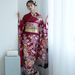 振袖 レンタル 成人式 21点セット 古典 レトロ 振袖セット 成人式セット 結婚式 結納 前撮り 赤系 正絹 赤と黒の古典柄