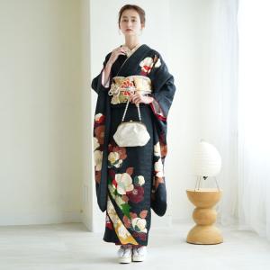 レンタル 振袖 成人式 21点セット 古典柄 レトロ アンティーク系 結婚式 結納 前撮り 正絹 黒系 ※2026年8月・2027年1月ご予約空きなし