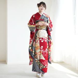 レンタル 振袖 成人式 セット 絵羽 結婚式 前撮り 赤系 絞り 正絹 金彩 古典 レトロ 足袋プレゼント ※2026年12月〜2027年1月予約空きなし