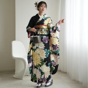 レンタル 振袖 成人式 21点セット 絵羽 黒地...の商品画像