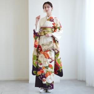 レンタル 振袖 成人式 21点セット 絵羽 古典 レトロ 白地に菊浪漫 結婚式 結納 前撮り はたち フォーマル ※2027年1月ご予約空きなし
