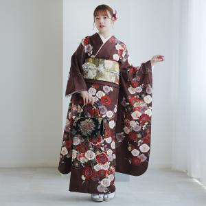 レンタル 振袖 成人式 セット 絵羽 赤茶色に梅づくし 古典 レトロ 着物セット 女性 結婚式 結納 前撮り フォーマル ※2026年12月〜2027年1月予約空きなし