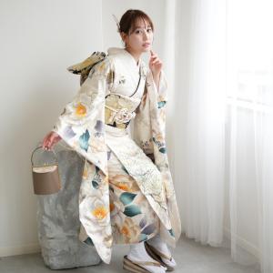 レンタル 振袖 成人式 セット 正絹 絵羽 象牙色に豪華な牡丹 成人式 結婚式 前撮り フォーマル ニュアンスカラー ※2026年12月〜2027年1月予約空きなし
