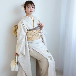 レンタル 振袖 成人式 セット 正絹 ライトグレーに華文と葉 着物セット 女性 成人式 結婚式 前撮り 結納 ※2026年12月〜2027年1月予約空きなし