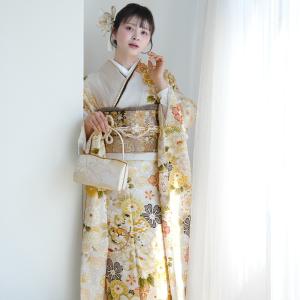 レンタル 振袖 成人式 セット 正絹 グレージュ花づくし ニュアンスカラー 結婚式 前撮り 結納 足袋プレゼント ※2026年12月〜2027年1月予約空きなし