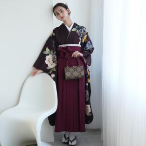 袴 レンタル 卒業式 18点セット 紫紺にレトロ八重桜 正絹 振袖 着物 はかま フルセット 大学生 専門学生 レディース 袴91cm（身長153-158cm） 足袋プレゼント