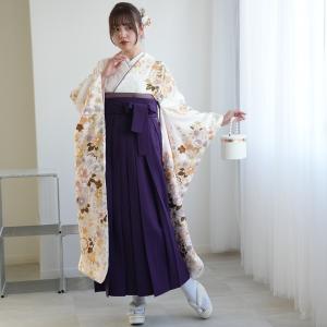 袴 レンタル 卒業式 18点セット レトロホワイトに咲く浪漫桜 正絹 振袖 着物 フルセット 大学生 専門学生 レディース 袴91cm（身長153-158cm） 足袋プレゼント