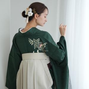 袴 レンタル 卒業式 18点セット 暗緑の鶴菱紋 正絹振袖 はかま フルセット 大学生 レディース 女性 袴91cm 足袋プレゼント