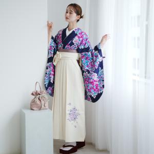 袴 レンタル 卒業式 2尺袖着物 袴 17点セット JILL STUART ジル・スチュアート ジルスチュアート レトロ　モダン 袴セット 紺系 紺地に甘い花束