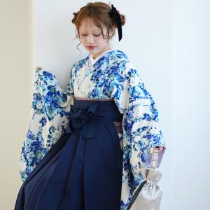 袴 レンタル 卒業式 2尺袖着物 袴 17点セット JILL STUART ジルスチュアート レトロ 袴セット 大学生 小学生 花 白系 青 白とブルーの滲み小花