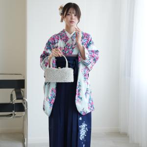 袴 レンタル 卒業式 袴 2尺袖着物 袴 17点セット JILL STUART ジル・スチュアート レトロ モダン 袴セット 卒業式 花 水色系 淡い水色に甘い花束