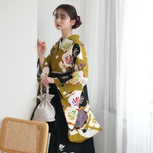 袴 レンタル 卒業式 袴 2尺袖着物 袴 17点セット 紅一点 レトロ 袴セット 梅 花 抹茶に七宝と梅｜utatane