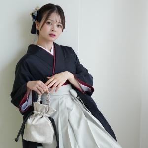 袴 レンタル 卒業式 二尺袖着物 袴 17点セット レトロ モード 大学生 先生 教職員 教員 袴セット ドット 黒系 重ね衿縫い付済