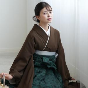 袴 レンタル 卒業式 2尺袖着物 袴 17点セット utatane 古典柄 レトロ 袴 袴セット 袴 レンタル 先生 卒業式 無地 茶系 茶色 緑