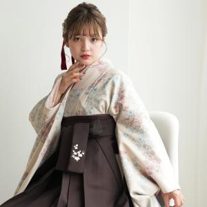 袴 レンタル 卒業式 Heather 袴 17点セット くすみピンクにバラ 日本製 薄ピンク系 二尺袖着物 フルセット 大学生 レディース 重ね衿縫い付済
