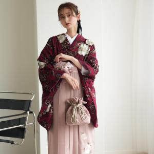 袴 レンタル 卒業式 玉城ティナ×紅一点 袴 17点セット えんじの華更紗 日本製 二尺袖着物 フルセット 大学生 レディース 重ね衿縫い付済