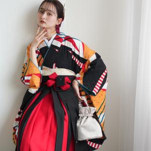 袴 レンタル 卒業式 二尺袖着物 17点セット モダンアンテナ レトロ モダン モード 袴セット 大学生 小学生 幾何学