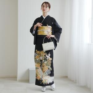 レンタル 黒留袖 桂由美 20点フルセット 橙に色づく牡丹 ブランド 高級 正絹 結婚式 留袖 着物 KOTOHOGI ことほぎ 金彩友禅 母親 親族 第一礼装