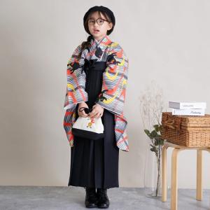 レンタル 袴 女児 袴セット ジュニア 女の子 2尺袖着物 フルセットレンタル 袴15点セット 黒縞々ねこ  着物と袴以外はおまかせコーデ