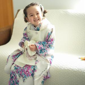レンタル 七五三 3歳 女の子 フルセット JILL STUART / ジル・スチュアート レトロ 白系 ピンク 被布セット 三歳 三才 3才 おしゃれ