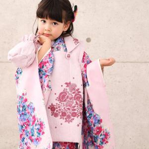 レンタル 七五三 3歳 女の子 フルセット JILL STUART / ジル・スチュアート レトロ 花柄 ピンク系 被布 三歳 三才 3才 おしゃれ