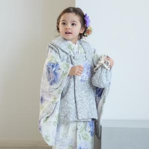 レンタル 七五三 3歳 女の子 被布 フルセット JILL STUART / ジル・スチュアート レトロ モダン 花柄 白系 青 三歳 三才 3才 おしゃれ