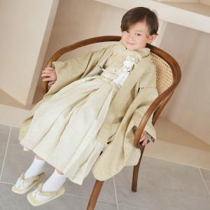 レンタル 七五三 5歳 着物 男の子 袴 utatane レトロ ナチュラル ジャガードペイズリー ベージュ×オフホワイト 5才 五歳 五才