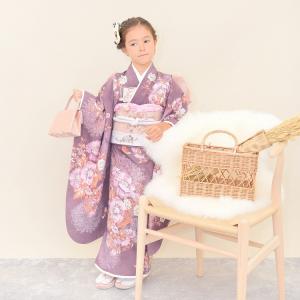 レンタル 七五三 着物 7歳 セット JILL STUART / ジル・スチュアート 古典柄 レトロ 花柄 紫系 七歳 七才 ジルスチュアート