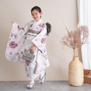 レンタル 七五三 着物 7歳 セット JILL STUART / ジル・スチュアート レトロ モダン 花柄 白系 七歳 七才 ジルスチュアート