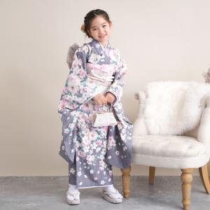 レンタル 七五三 着物 7歳 セット JILL STUART / ジル・スチュアート 古典柄 レトロ アンティーク系 七五三 7歳 花柄 グレー系 ジルスチュアート 七歳 七才