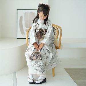 レンタル 七五三 着物 7歳 セット JILL STUART / ジル・スチュアート レトロ モダン 花柄 白系 七歳 七才 7才 おしゃれ ジルスチュアート