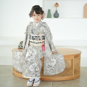 レンタル 七五三 着物 7歳 セット JILL STUART / ジル・スチュアート レトロ モダン 花柄 グレー系 七歳 七才 7才 ジルスチュアート