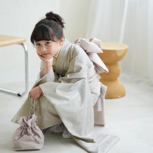 レンタル 七五三 着物 7歳 ひよこ商店 古典柄 レトロ 四つ身 霞 グレー系 アイスグレー銀彩 おしゃれ