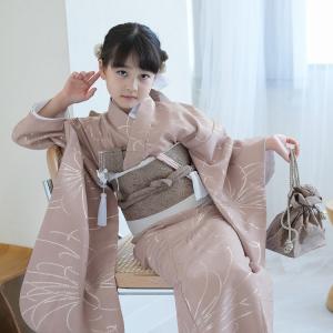 レンタル 七五三 着物 7歳 ひよこ商店 古典柄 レトロ 四つ身 花 くすみラベンダー銀彩 おしゃれ
