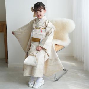 レンタル 七五三 着物 7歳 ひよこ商店 女の子 四つ身 ベージュ金彩・糸菊 着物セット 子供 kids 七歳 七才 女児 新品足袋プレゼント