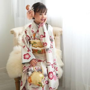 レンタル 七五三 着物 7歳 ひよこ商店 女の子 四つ身 フルセット 元禄梅模様 白 着物セット 子供 kids 七歳 七才 女児 新品足袋プレゼント