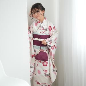 レンタル 10歳 振袖セット 女の子 ひよこ商店 元禄梅模様 白 ハーフ成人式 ジュニア 着物セット 子供 十歳 十才 女児 着物 1/2成人式 135cm-145cm前後