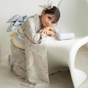 レンタル 10歳 振袖セット 女の子 ひよこ商店 灰緑鳳凰 ハーフ成人式 ジュニア 着物セット 子供 十歳 十才 女児 着物 1/2成人式 135cm-145cm前後