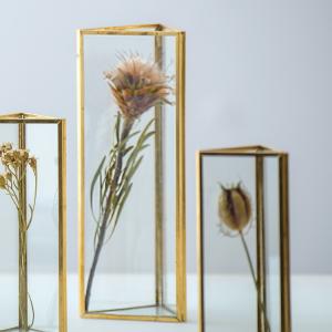 花瓶 おしゃれ フラワーベース クリア アンティークゴールド系