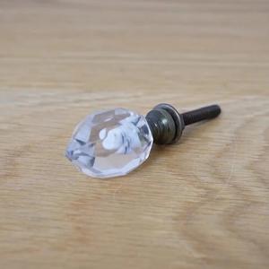 雑貨 ガラス ノブ 取っ手 つまみ 持ち手 引き出し とんがり 直径約2.5cm アンティーク風 モチーフ アイアン ガラス 透明 クリア DIY インテリア 北欧 おしゃれ