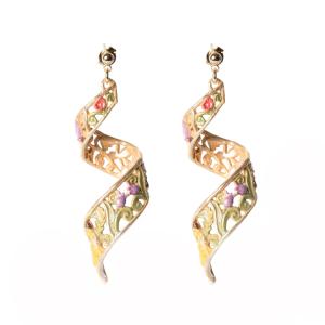 ピアス レディース アクセサリー パルナートポック レトロ らせん シャンパンゴールド系 金 ピンク 花 鳥 狐 蝶 「ヘリックススプリング」 メール便可能