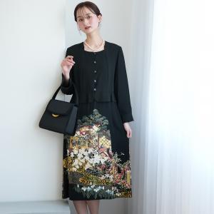 留袖ドレス 9号 M相当 販売 購入 金彩華御所車 ワンピース レディース 着物ドレス ドレス 着物リメイク ドレス単品 正絹 母親 親族 結婚式 二次会 演奏会
