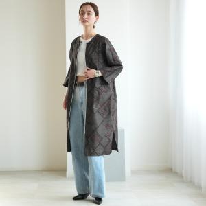 着物リメイク maison utatane｜No.CT02｜幾何学の夜香 一点物｜正絹｜日本製 はおり ロング フリーサイズ