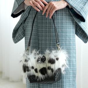 ファー付2wayミニショルダーバッグ 羊革×プレミアムリサイクル