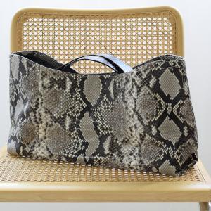 バッグ レディース レザー PYTHON×COBRA パイソン ウェーブトートバッグ ブラウン 本革 コブラ革 蛇革 洋服 着物 和装 カジュアル モード