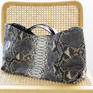 バッグ レディース レザー PYTHON×COBRA パイソン ウェーブトートバッグ ブルー 本革 コブラ革 蛇革 洋服 着物 和装 カジュアル モード